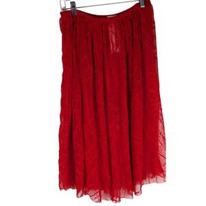 Red netting overskirt one layerW.28-36" Length. 28" Halloween sz LSemi sheer EUC